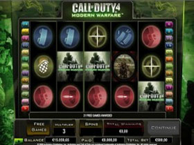 Call Of Duty 4 Slot Main Screen