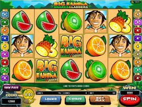 Big Kahuna Snakes and Ladders Slot Main Screen