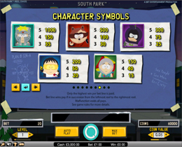 South Park Reel Chaos Pay Table Screenshot
