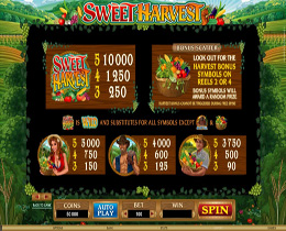 Sweet Harvest Bonus Page Screenshot