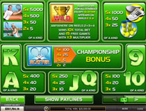 Tennis Stars Slot Payscreen