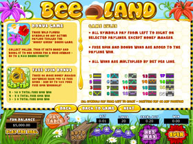 Bee Land Slot Payout Screen