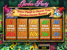 Garden Party Slot Bonus Screen
