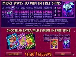 Mad Hatters Slot Payout Screen