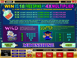 Moonshine Slot Payscreen